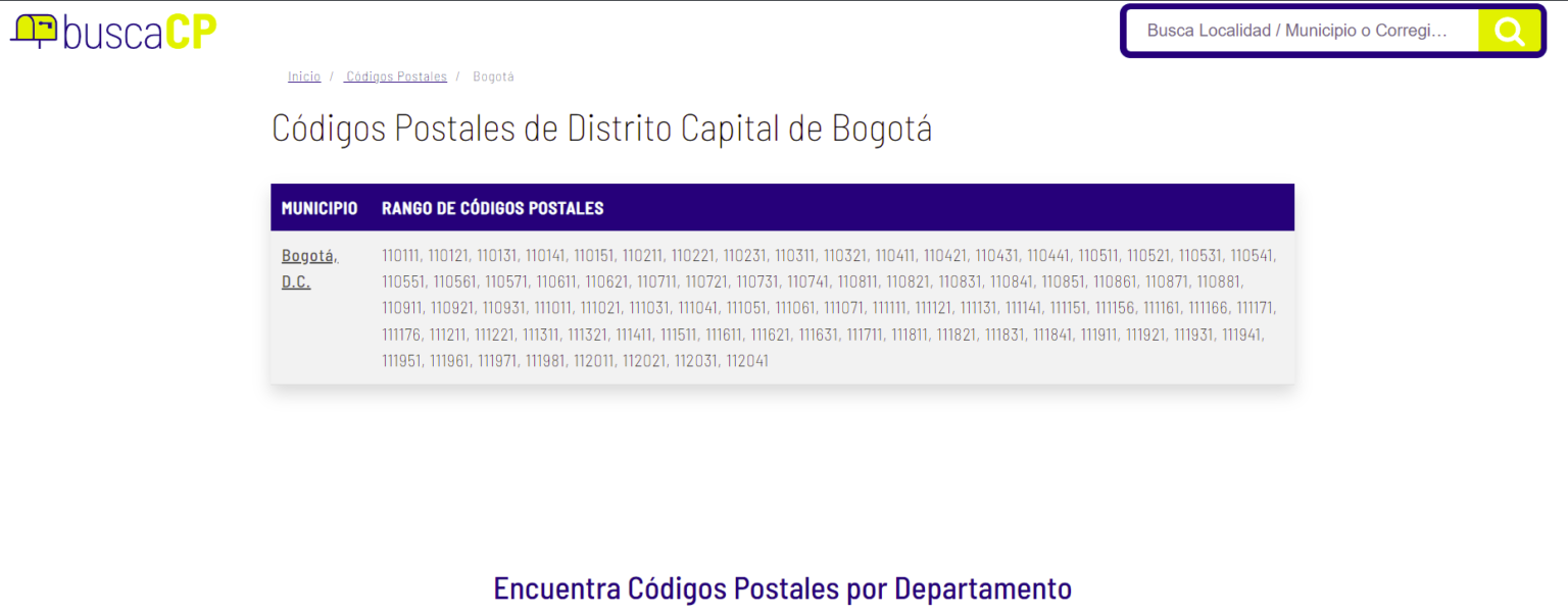 ¿Cómo saber mi código postal en Colombia?
